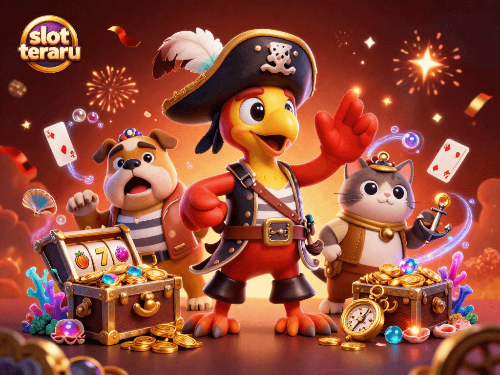 Spin and win big with slot terbaru, featuring vibrant characters and action-packed casino elements.