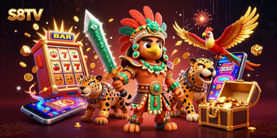 Experience the thrill of S8TV with immersive gambling visuals featuring exotic characters and dynamic casino elements.