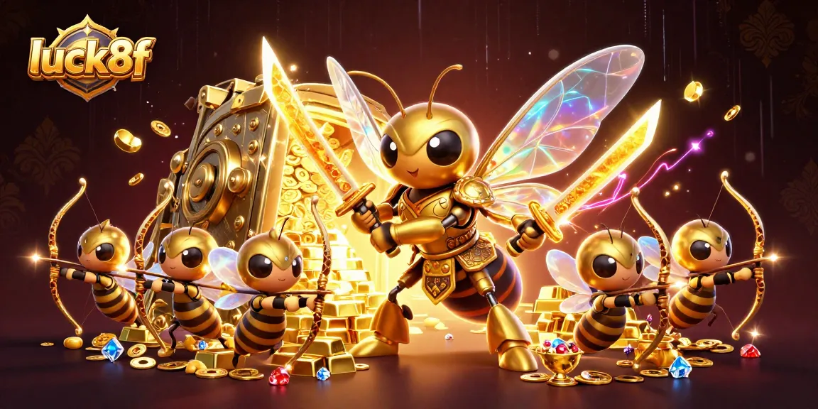 Win big with luck8f in this immersive casino-themed illustration featuring dazzling treasures.