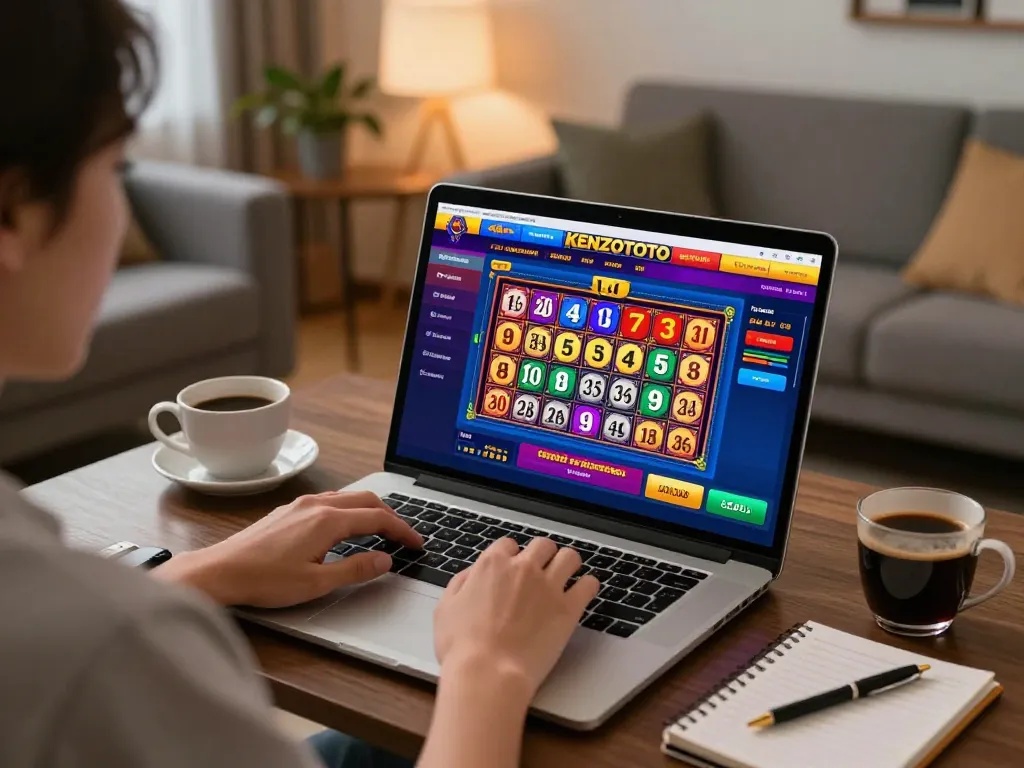 Terlibat dalam permainan lotere online KENZOTOTO di lingkungan rumah yang nyaman, mencerminkan permainan yang bertanggung jawab.