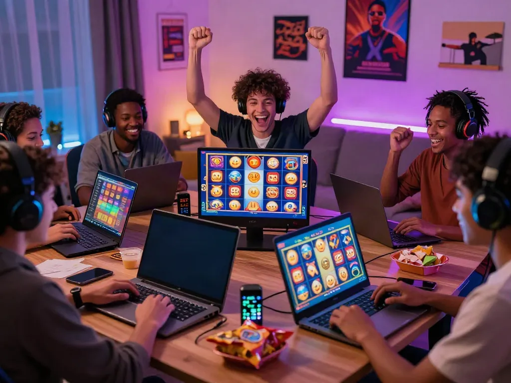 Pengalaman bermain slot online AHHA4D dengan pemain bahagia merayakan kemenangan.