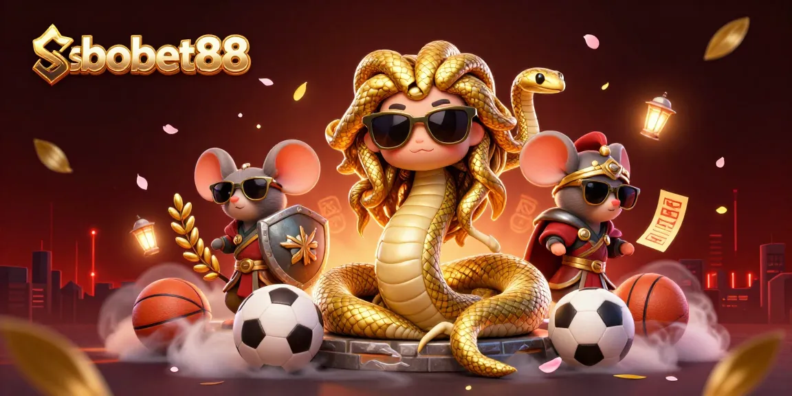 Taruhan sbobet88 dengan karakter Medusa dan mouse petarung dalam suasana ceria