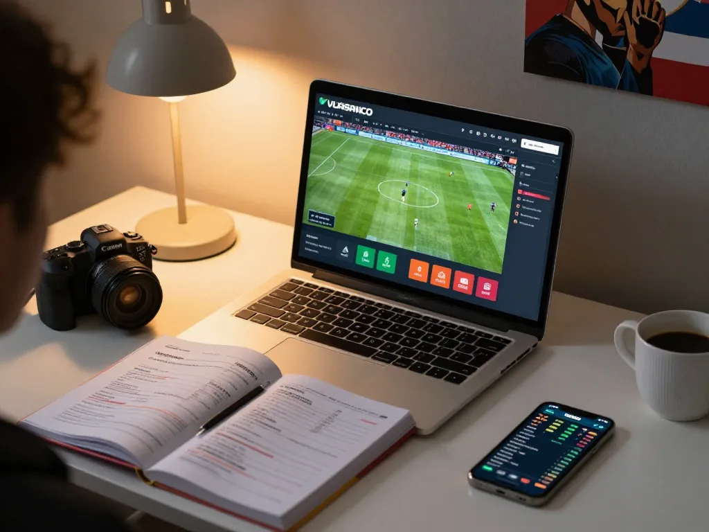 VUASANCO app interface showcasing live football betting options while a user strategizes their next game.