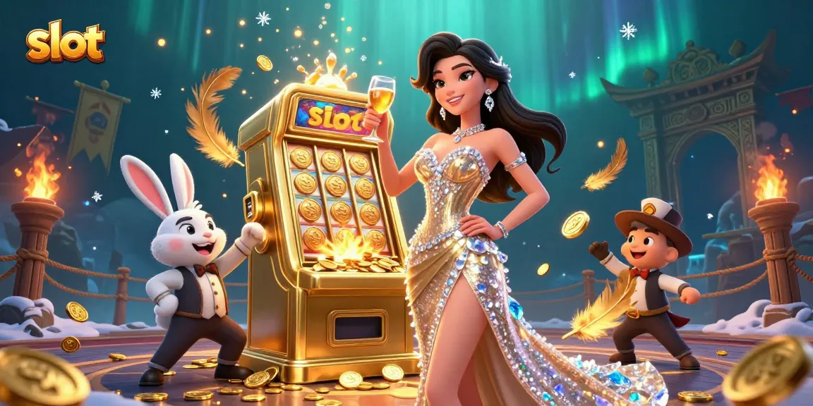 Win big with slots at a lavish casino, highlighted by a stunning jackpot machine.