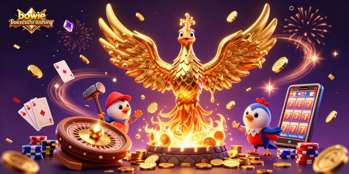 Bowie's casino experience with golden phoenix, coins, and thrilling games awaits!