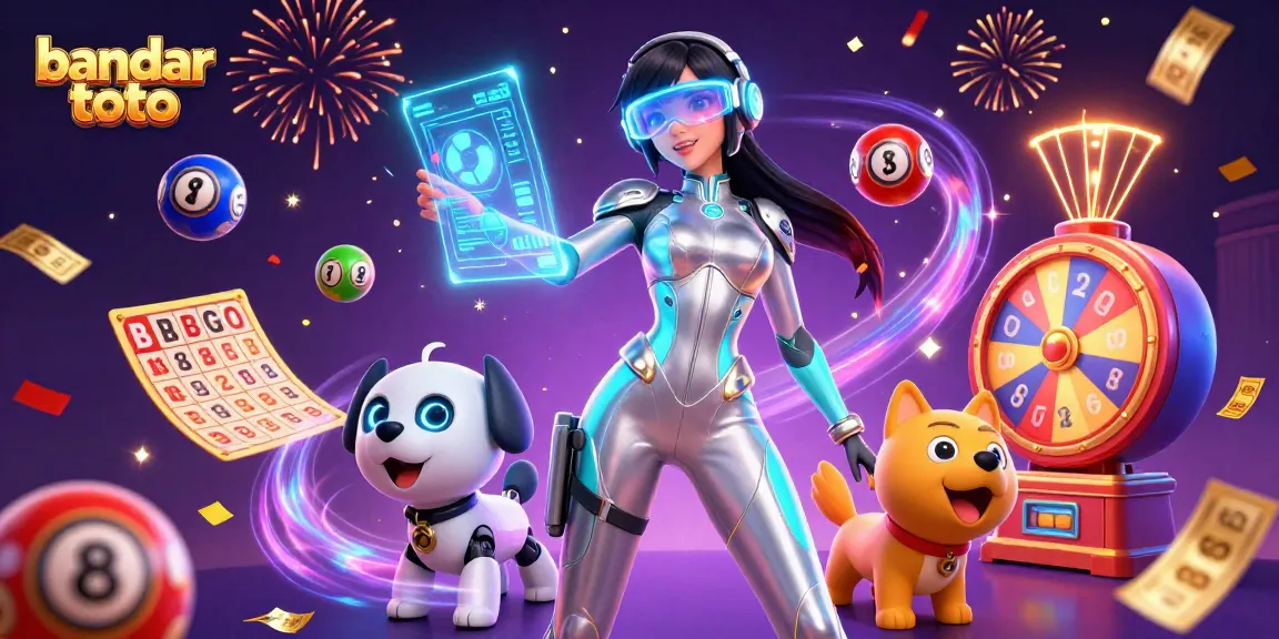 Play exciting games with bandar toto in a vibrant 3D casino illustration showcasing lottery and bingo elements.