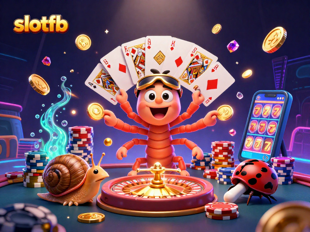 Experience thrilling wins at slotfb with a vibrant casino scene featuring a unique dealer and dynamic game elements.