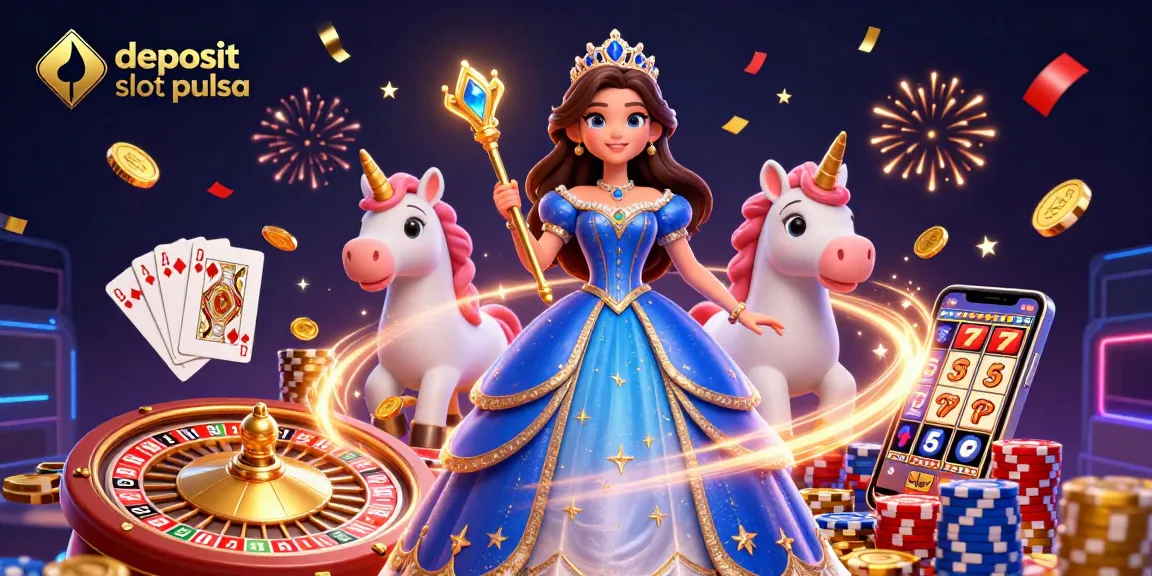 Experience the magic of deposit slot pulsa with vibrant visuals and engaging slot game elements.