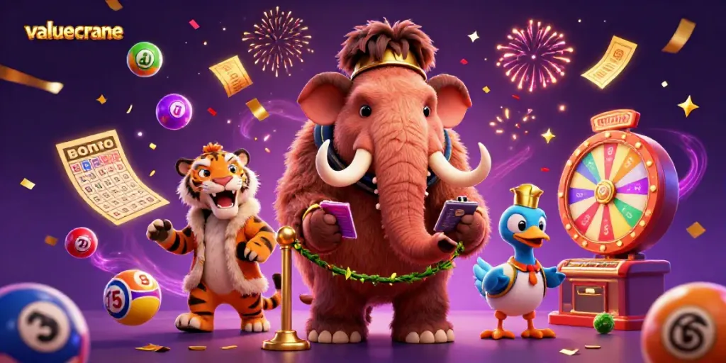 Menangkan hadiah di casino dengan valuecrane melalui bouncer mamut dan tamu VIP hewan purba.