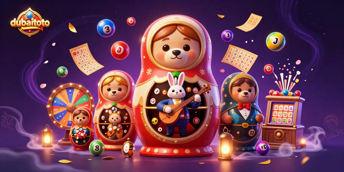 Experience the excitement of dubaitoto with dynamic lottery elements and delightful characters in a vibrant illustration.
