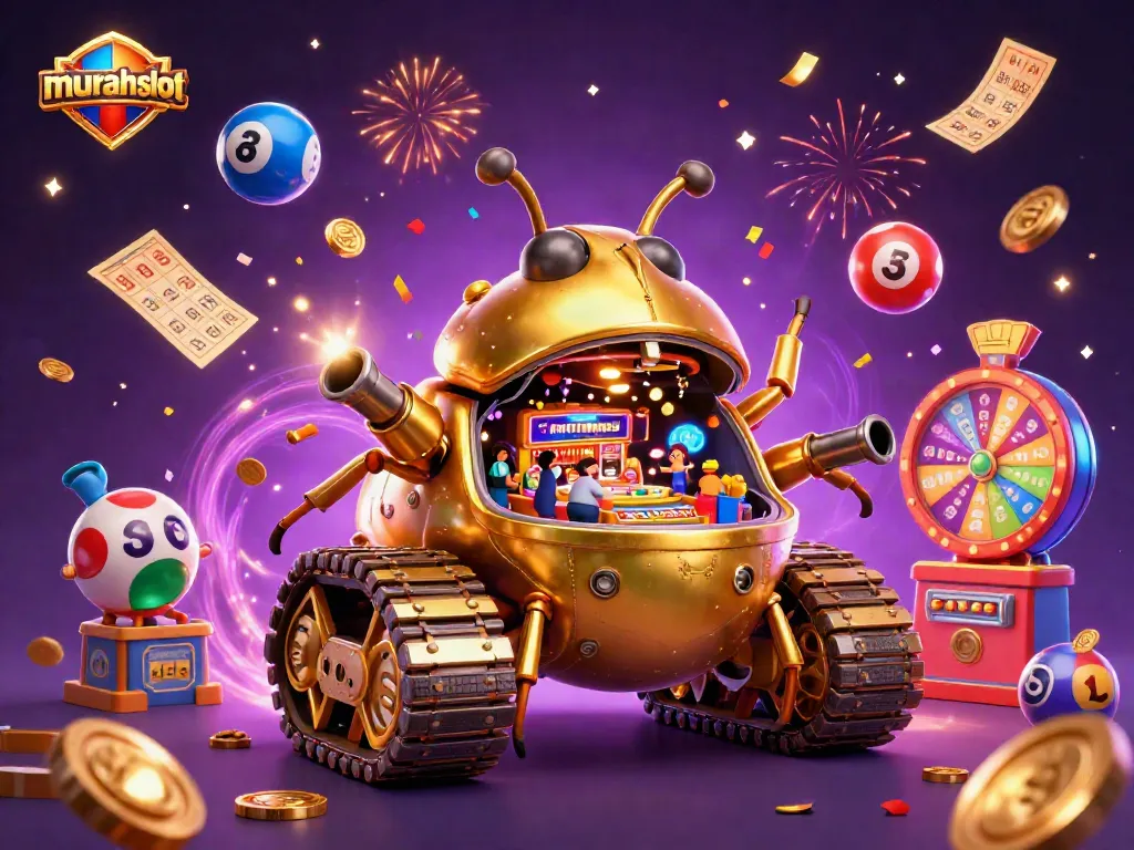 Experience the excitement of murahslot with a vibrant casino scene featuring a golden beetle tank.