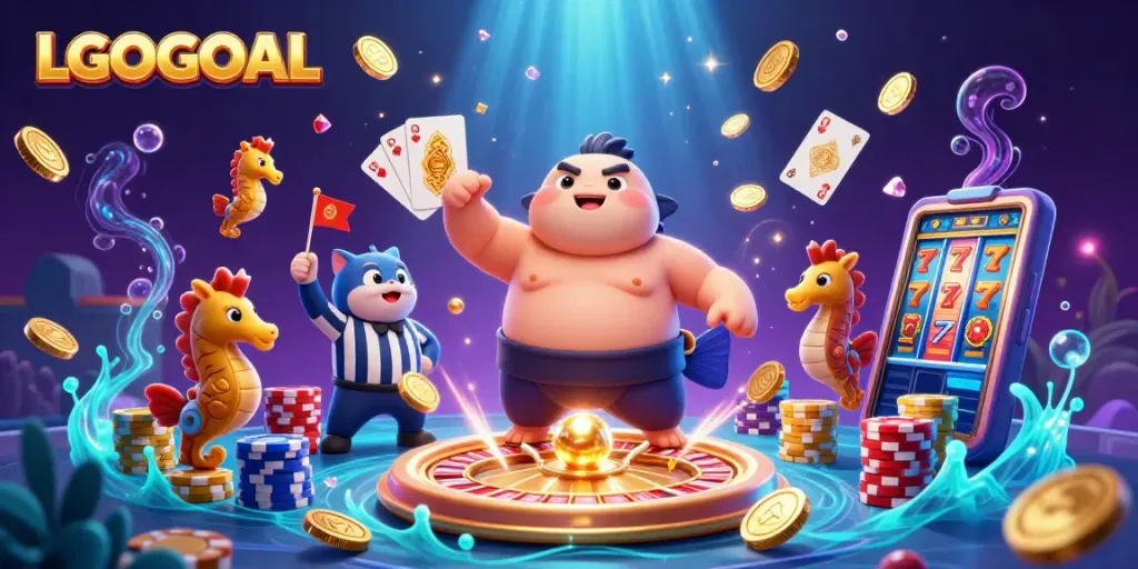 Join the excitement of LGOGOAL with dynamic casino elements and vibrant underwater characters.