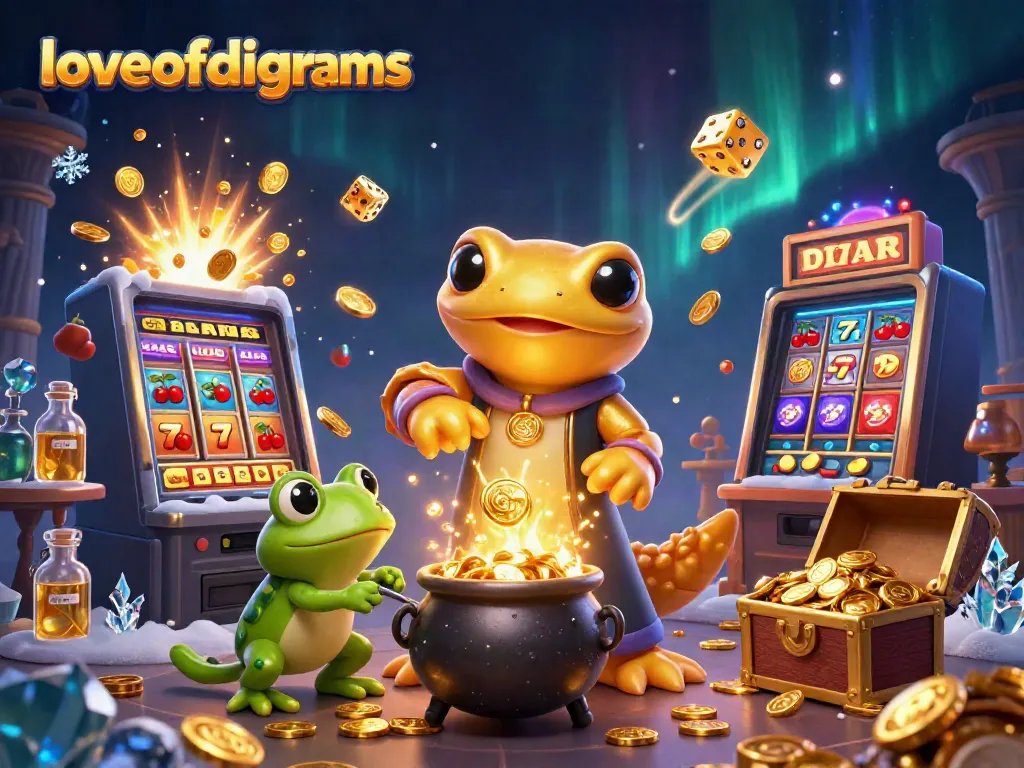 Slot online loveofdiagrams dengan alchemist transmutasi emas dan simbol kasino yang meledak.