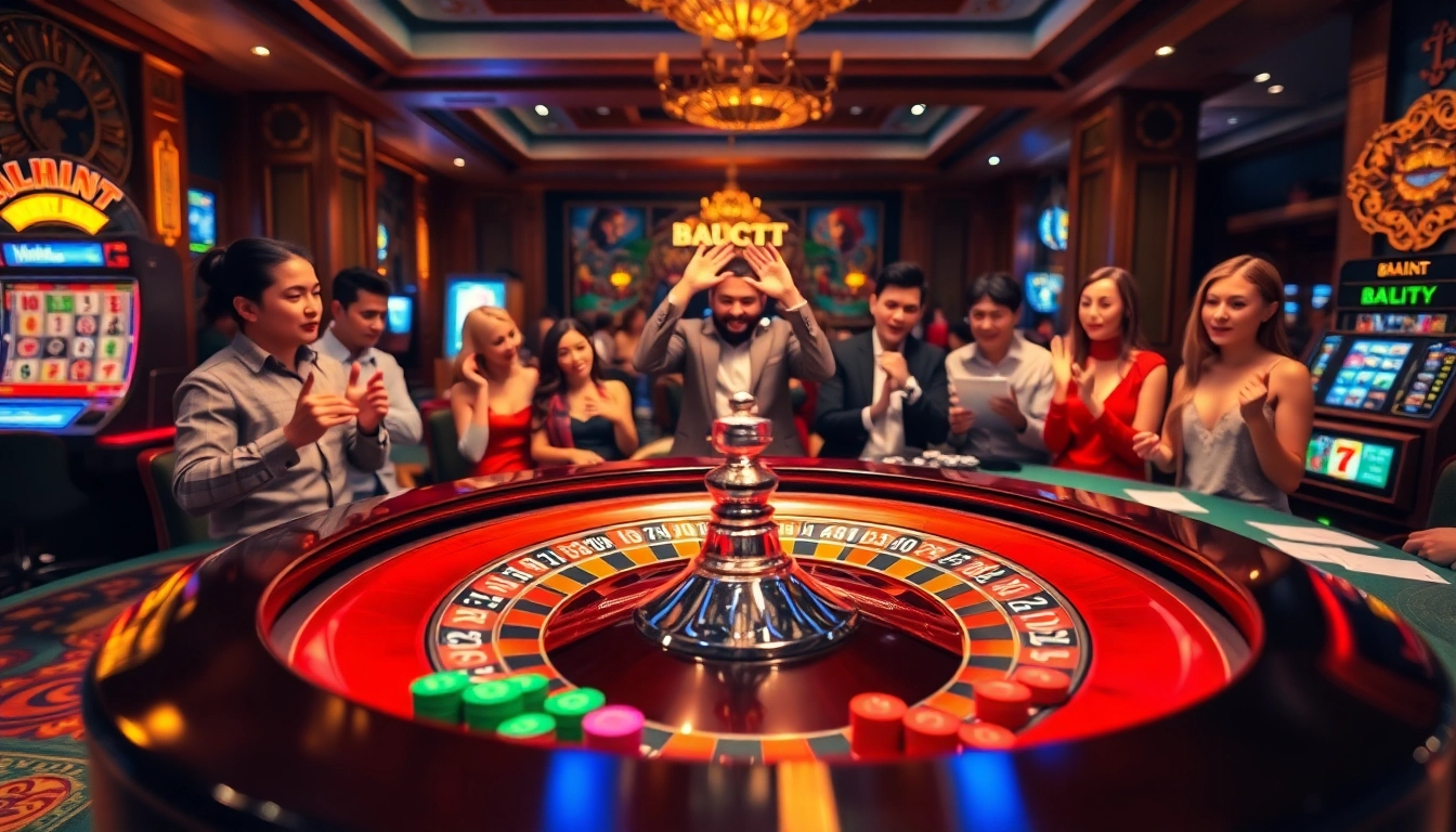 Kết quả xổ số hôm nay showcased in a vibrant casino scene with roulette, poker chips, and enthusiastic gamblers.