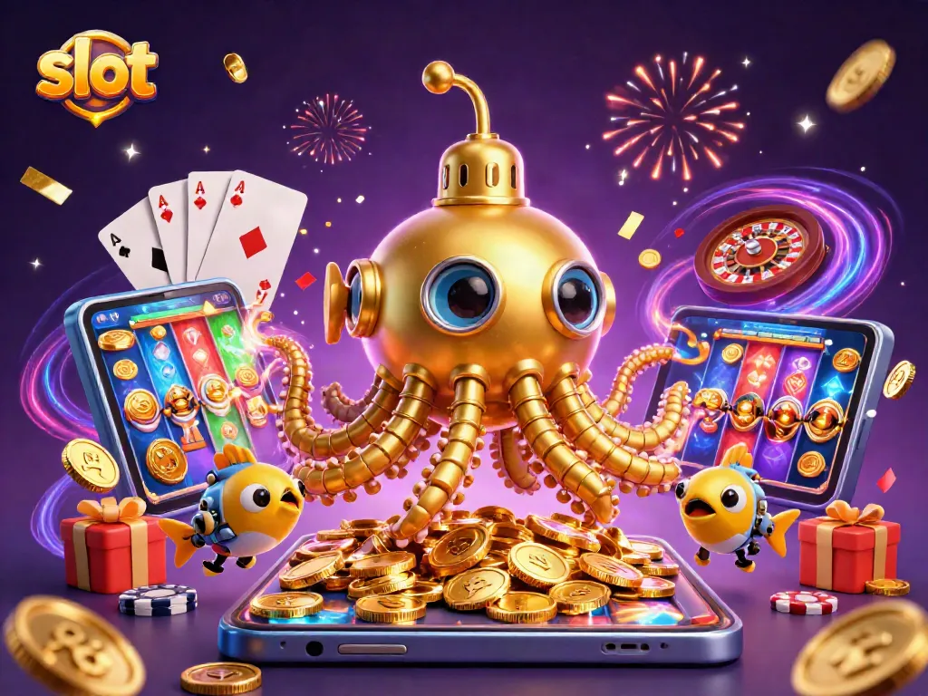 Slot mengguncang dunia jackpot dengan karakter ikonik kraken dan banyak elemen kasino yang meriah.