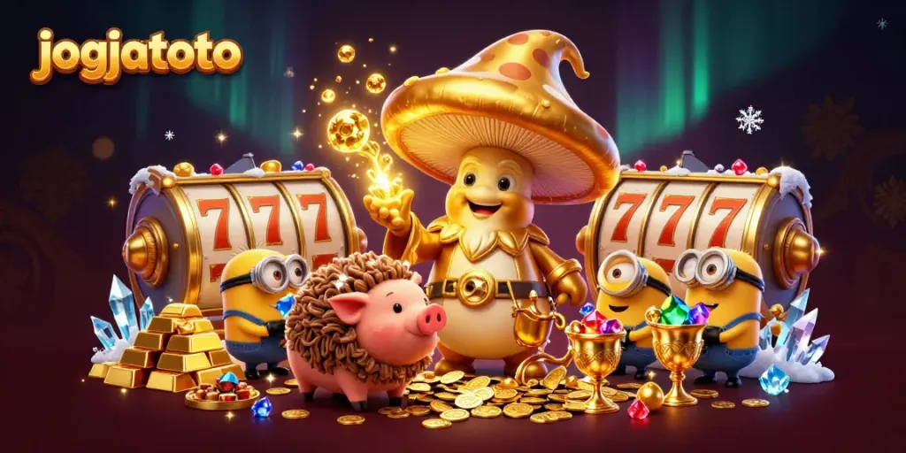 Engage in thrilling gambling with jogjatoto's magical slots featuring vibrant 3D wizard illustrations and treasures.