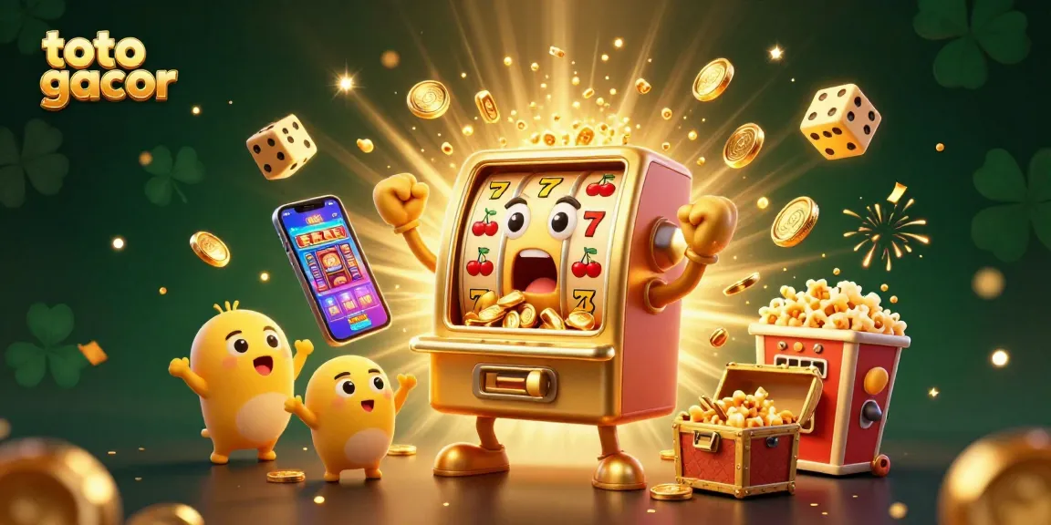 Memainkan Toto Gacor, mesin slot emas gembira melempar koin di pesta jackpot