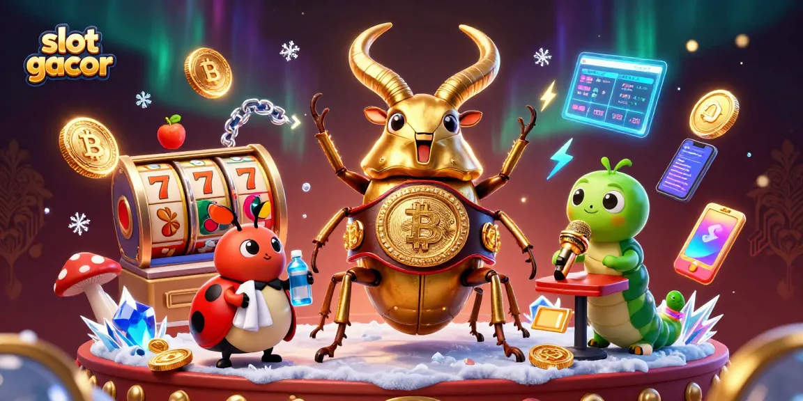 Experience thrilling slot gacor action with an energetic beetle match in a vibrant 3D casino scene.