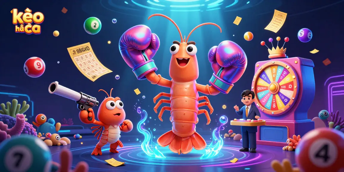 Engage with kèo nhà cái through vibrant lottery and casino elements in a dynamic 3D scene.