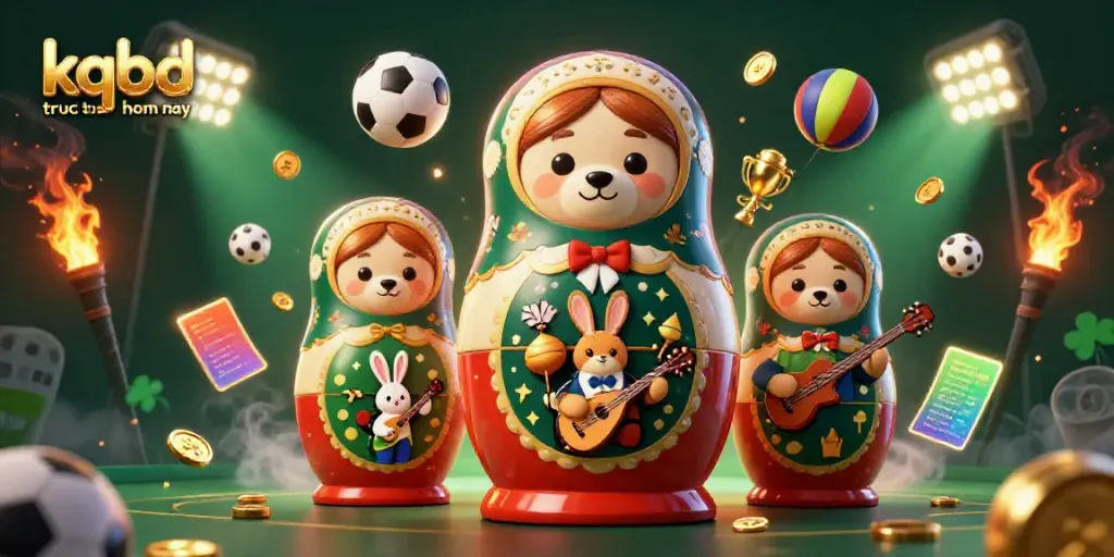 Experience kqbd truc tuyen hom nay with animated sports-themed elements in this vibrant illustration.