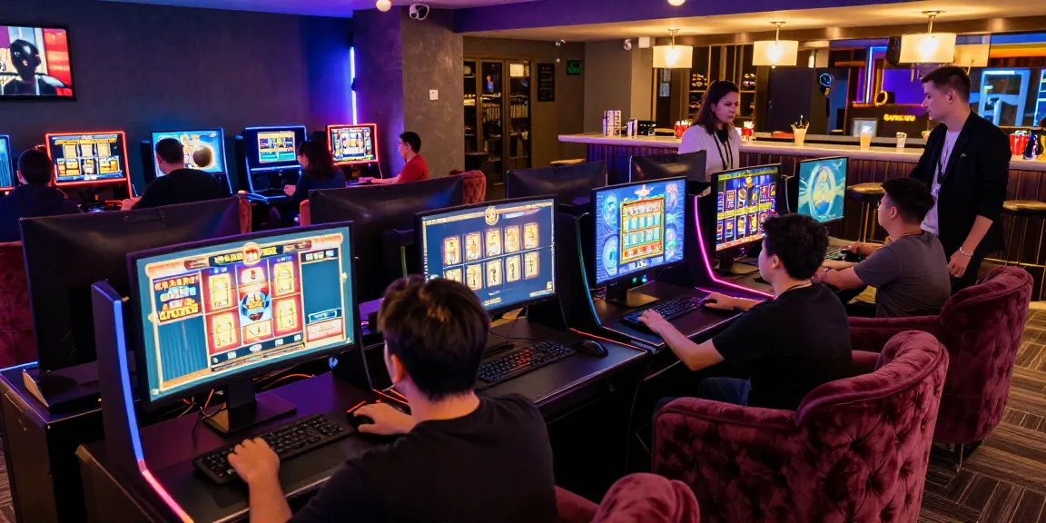 Pemain berinteraksi di lounge gaming mewah dengan LUXURY777 di layar.