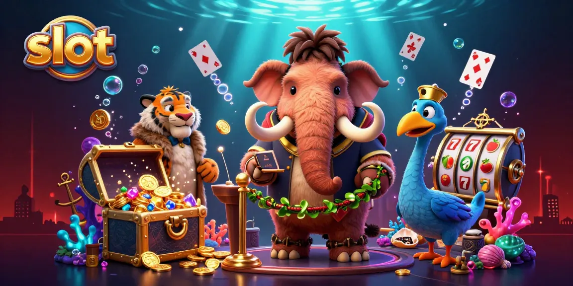 Spin to win in this vibrant slot scene featuring a mammoth bouncer and VIP guests.