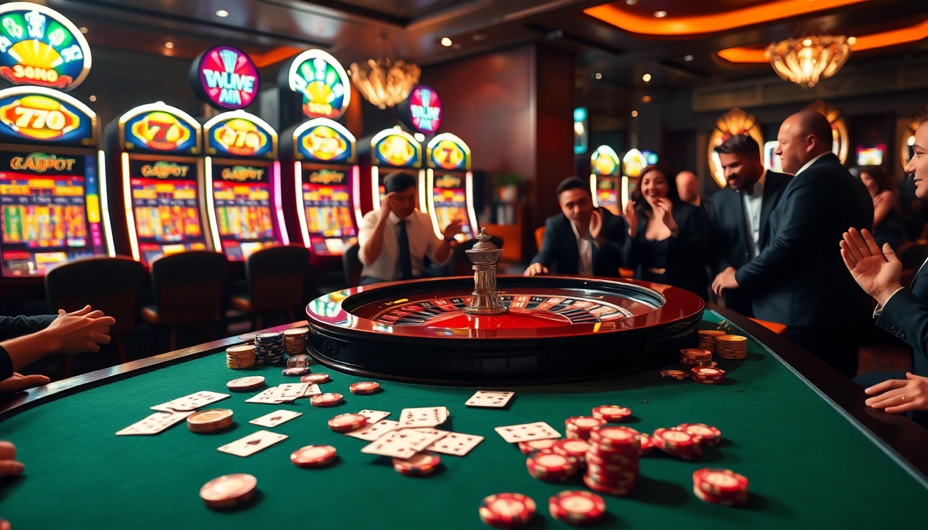 Excited gamers celebrating a win at the roulette table at 789f.com casino.