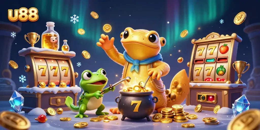 Experience the thrill of winning with u88's vibrant casino action featuring gold coins and lucky symbols.
