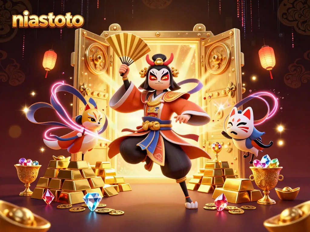 Gambarkan niastoto dengan pejuang kabuki dan kesan unik dalam kasino.