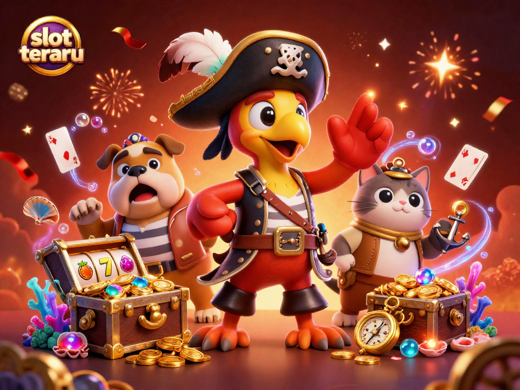 Spin and win big with slot terbaru, featuring vibrant characters and action-packed casino elements.