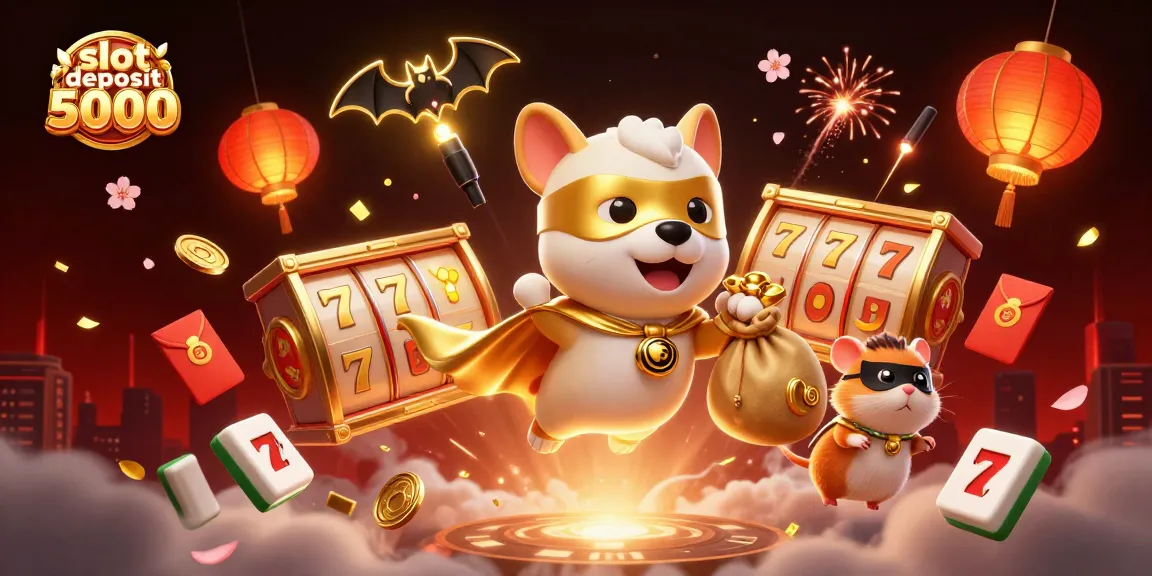 Engage in thrilling games with slot deposit 5000, showcasing vibrant characters and casino elements.