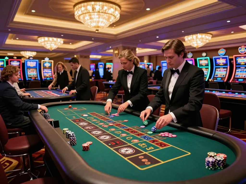 Bongdalu88 players placing strategic bets at roulette tables in a luxurious casino setting