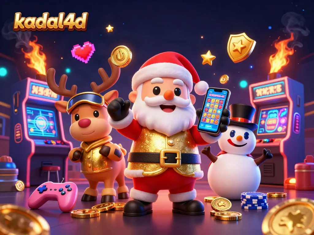 Engage in thrilling gaming at kadal4d with festive characters and vibrant casino scenes featuring jackpot elements.