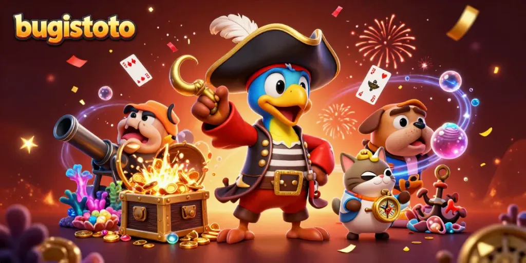Engage with bugistoto at the casino with colorful poker chips and treasures!