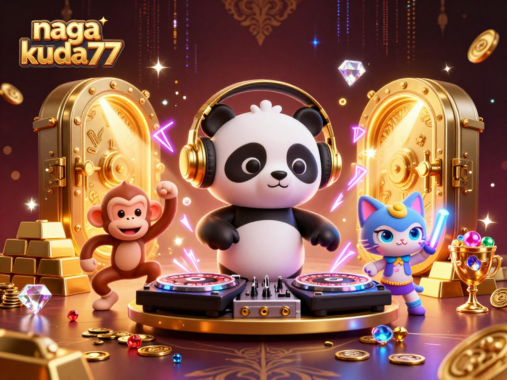 Menangkan hadiah di naga kuda77 dengan DJ panda dan teman-temannya dalam suasana kasino yang meriah.