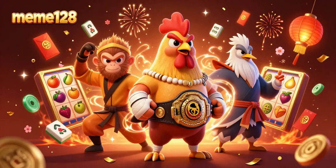 Engage in exciting gameplay with meme128, featuring a lively scene of casino action and striking characters.