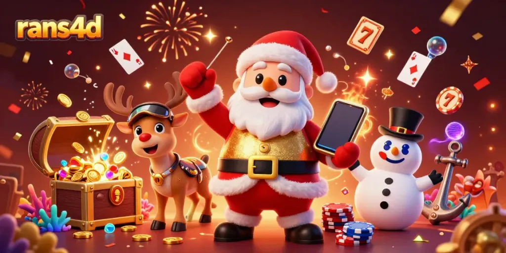RANS4D mendemonstrasikan jackpot dengan Santa dan teman-teman bermain di kasino digital.
