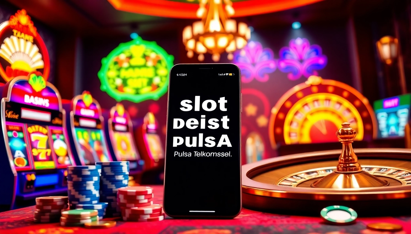 Experience the excitement of slot deposit pulsa telkomsel with vibrant online gambling visuals.