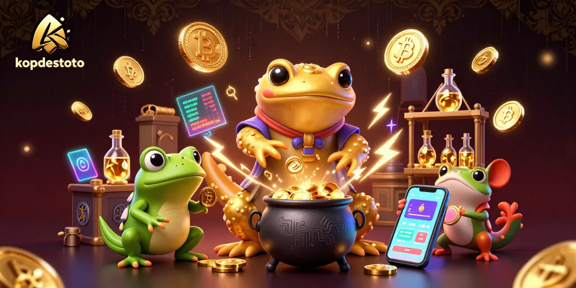 Experience the magic of kopdestoto through this captivating 3D illustration featuring a golden salamander alchemist.