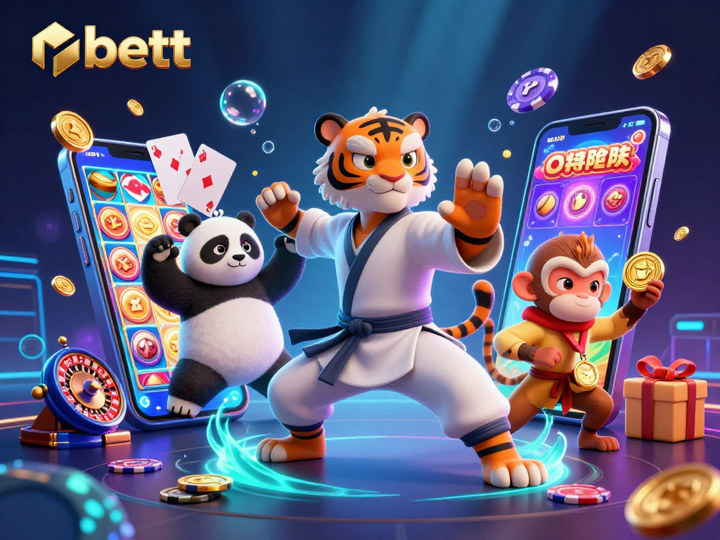 Experience the thrill of nbett with a vibrant 3D gaming scene featuring a kung fu tiger and playful characters amidst exciting casino elements.