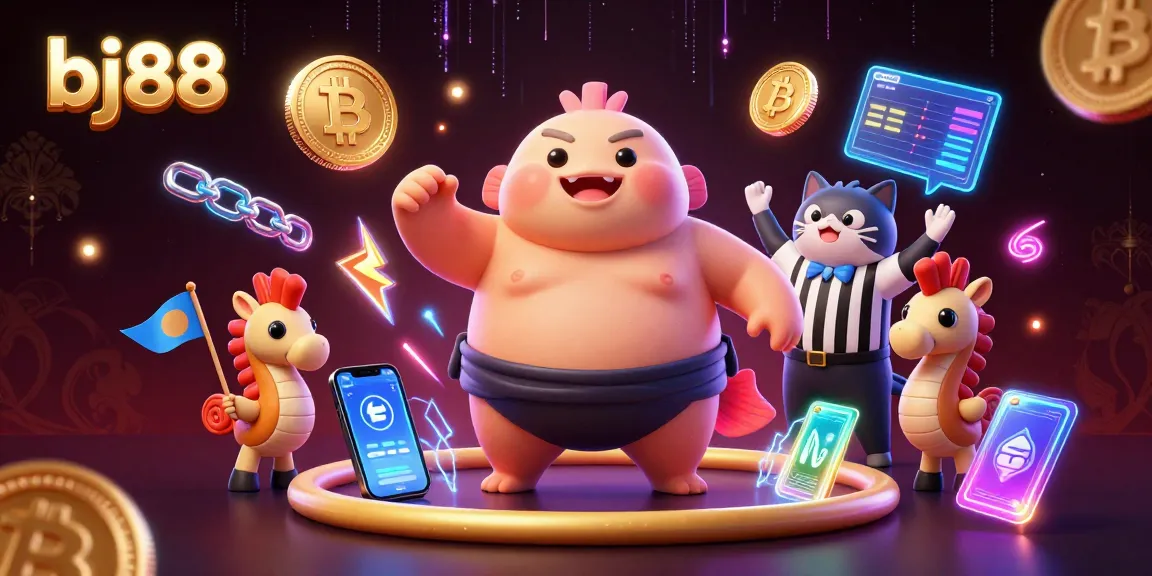 Engage with BJ88, the top casino destination featuring a lively underwater gaming scene with a puffed-up fugu.