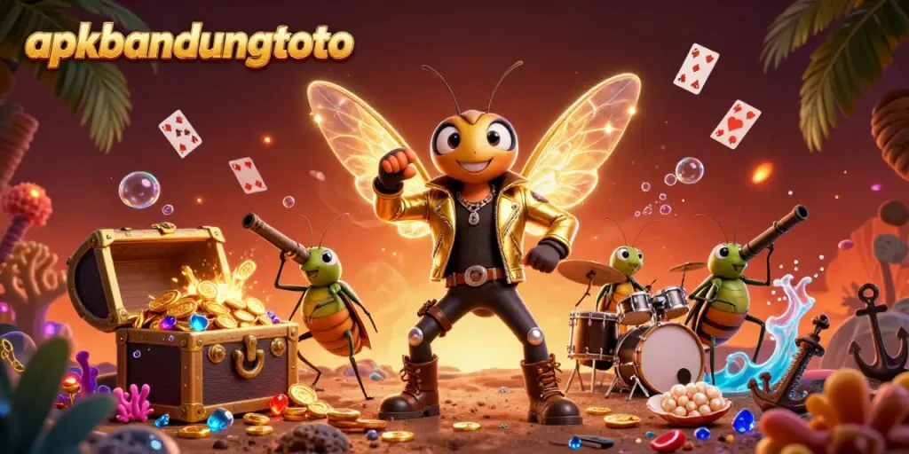Experience the thrill of apkbandungtoto with a captivating 3D illustration depicting vibrant casino elements.