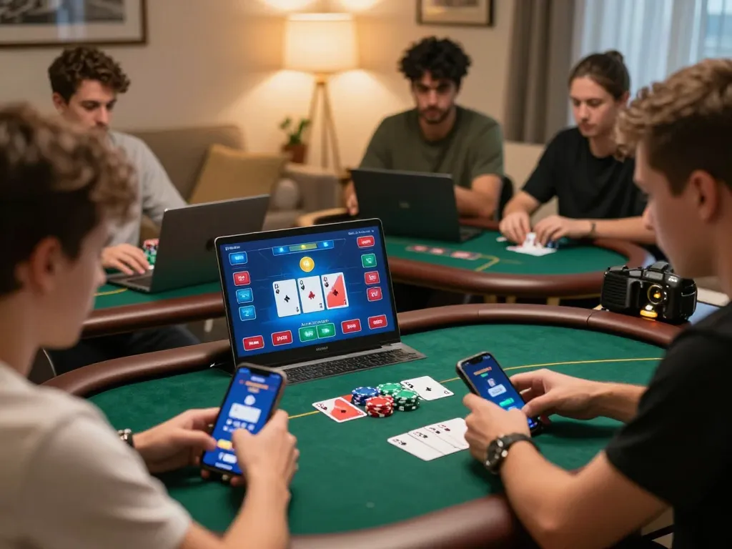 Engaging online poker game on uu 88 platform with players interacting through modern devices.