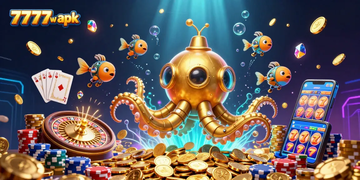 Experience the thrill with 7777w apk in a vibrant, underwater casino adventure.