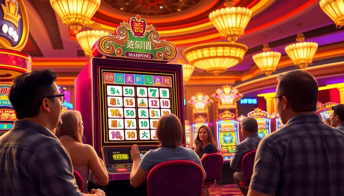 Play the slot demo mahjong on an exciting casino-themed backdrop filled with energy.