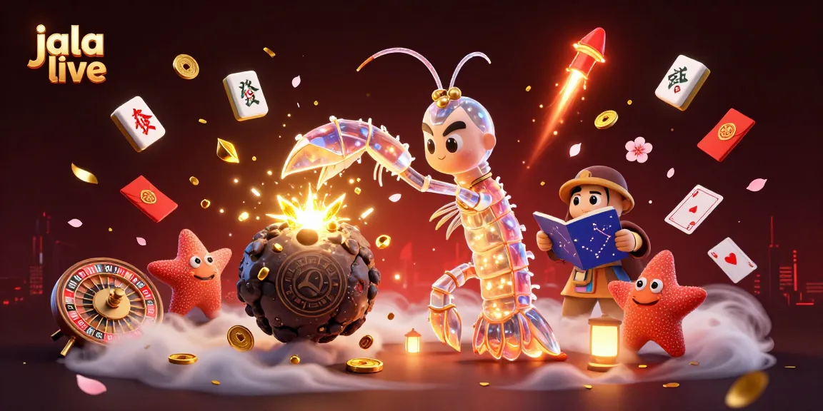 Experience jala live with the galactic mantis shrimp battling asteroids for golden treasures in a dazzling casino scene.