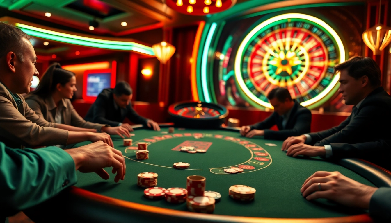 Arushoki pemain kasino yang berfokus pada permainan poker terlibat di meja.