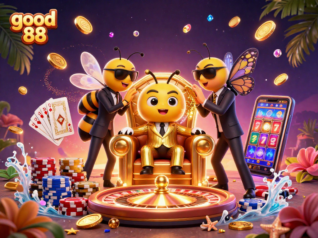 Experience the thrilling action of good 88 with dynamic 3D characters in a vibrant casino scene.