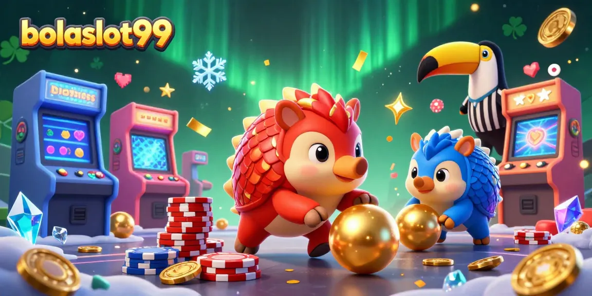 Experience a thrilling match of skills with bolaslot99's dynamic pangolins amidst an exciting casino backdrop.