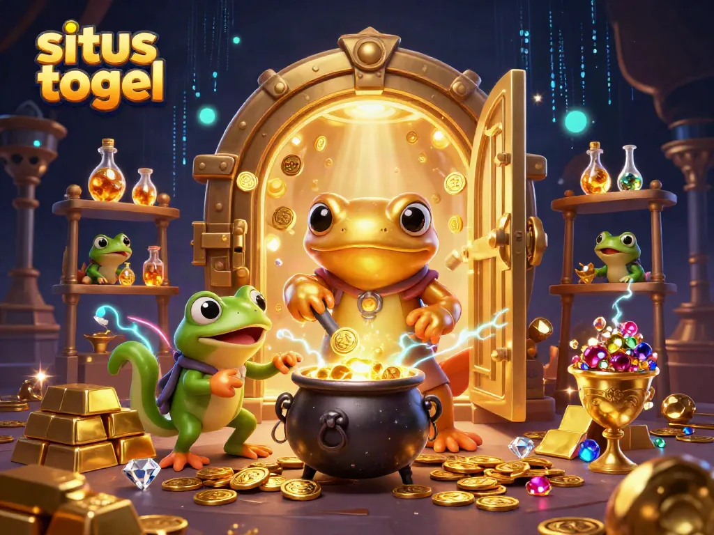 Experience the thrill of situs togel with a magical alchemist scene full of treasures.